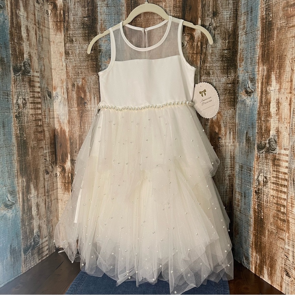 American Princess Party Dress Size 7 sparkle and pearls!